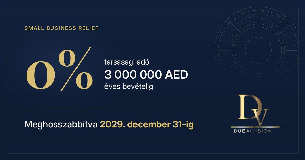 Small Business Relief: 3M dirham bevétel alatt 0 társasági adó 2029-ig